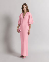 Robe longue à manches cape en améthyste  - Pink