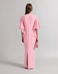 Robe longue à manches cape en améthyste  - Pink