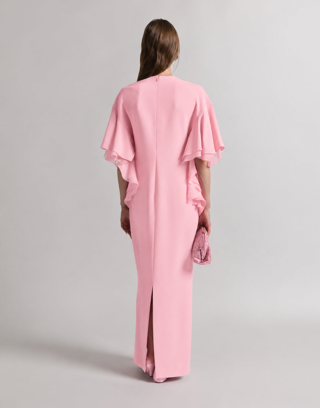 Robe longue à manches cape en améthyste  - Pink