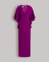 Robe longue à manches cape en améthyste  - Purple