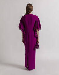 Robe longue à manches cape en améthyste  - Purple