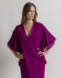 Robe longue à manches cape en améthyste  - Purple
