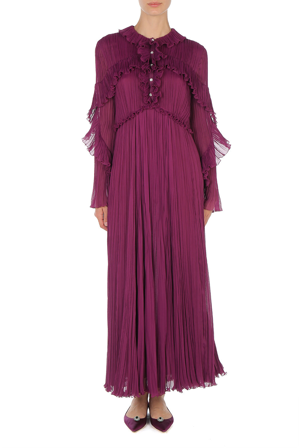 Robe du soir en crêponne de soie - Purple