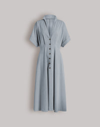 Robe chemise en tweed - Light blue