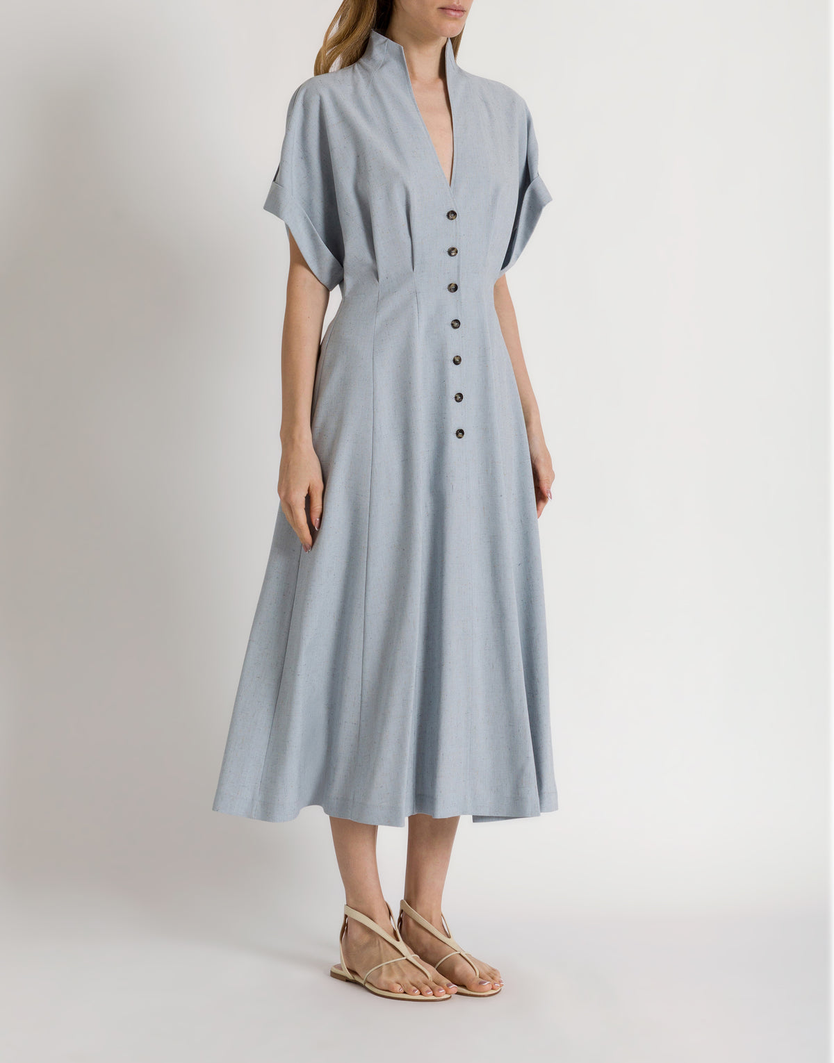 Robe chemise en tweed - Light blue
