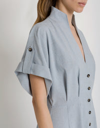 Robe chemise en tweed - Light blue