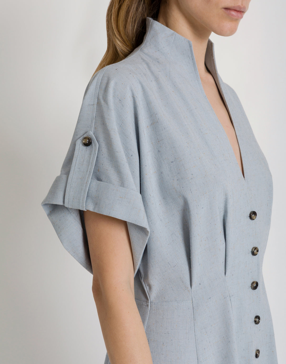 Robe chemise en tweed - Light blue