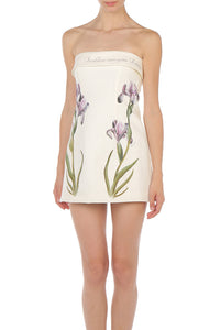 Robe bustier en lin imprimé iris - Grey