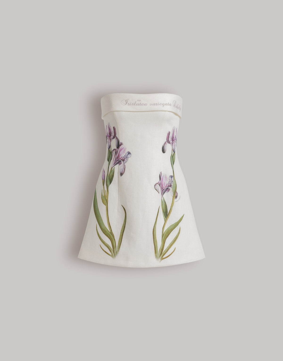 Robe bustier en lin imprimé iris - Grey