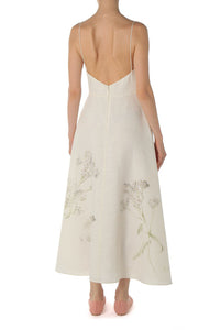 Robe d'été en lin à imprimé floral - Ivory