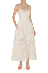 Robe d'été en lin à imprimé floral - Ivory