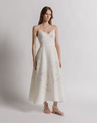 Robe d'été en lin à imprimé floral - Ivory
