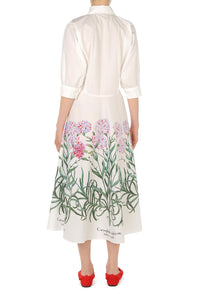 Robe chemise en coton avec imprimé Herbarium - Ivory