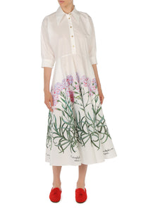 Robe chemise en coton avec imprimé Herbarium - Ivory