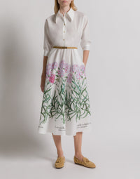 Robe chemise en coton avec imprimé Herbarium - Ivory