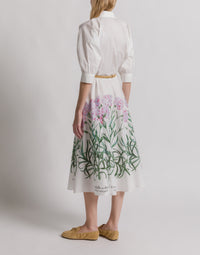 Robe chemise en coton avec imprimé Herbarium - Ivory