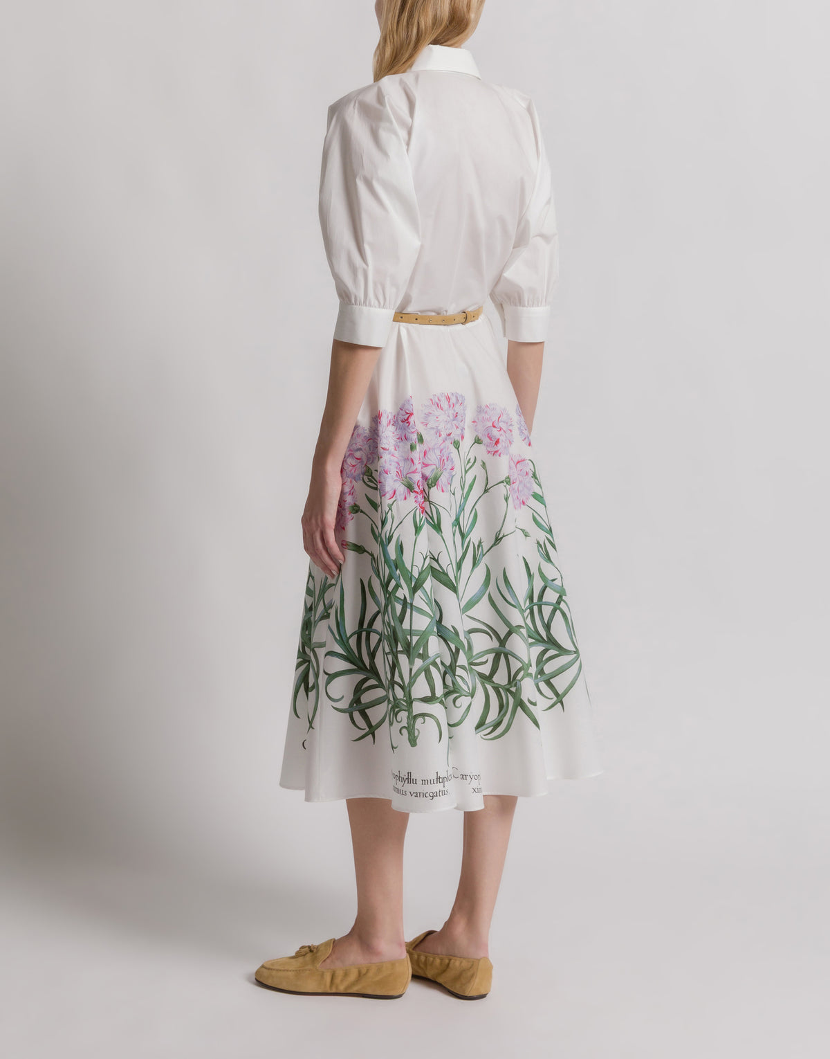 Robe chemise en coton avec imprimé Herbarium - Ivory