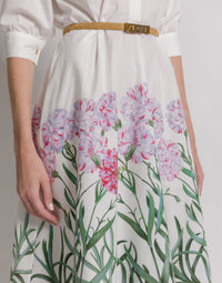 Robe chemise en coton avec imprimé Herbarium - Ivory