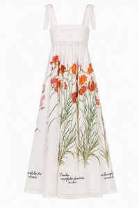 Robe Longue à Imprimé Botanique - Grey