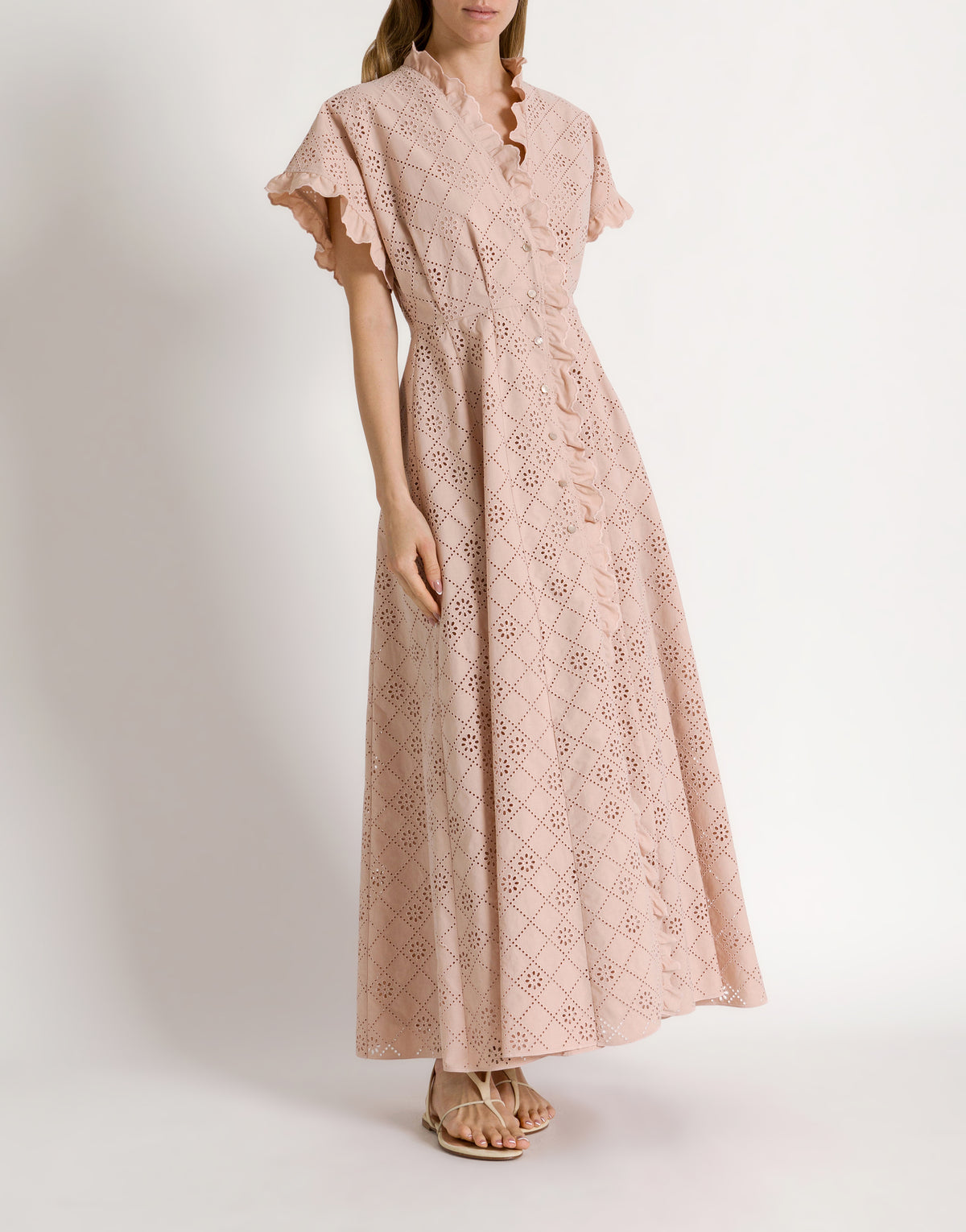 Robe en dentelle Sangallo - Beige