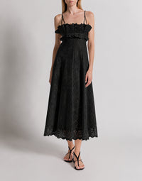 Robe d'été en dentelle Sangallo - Black