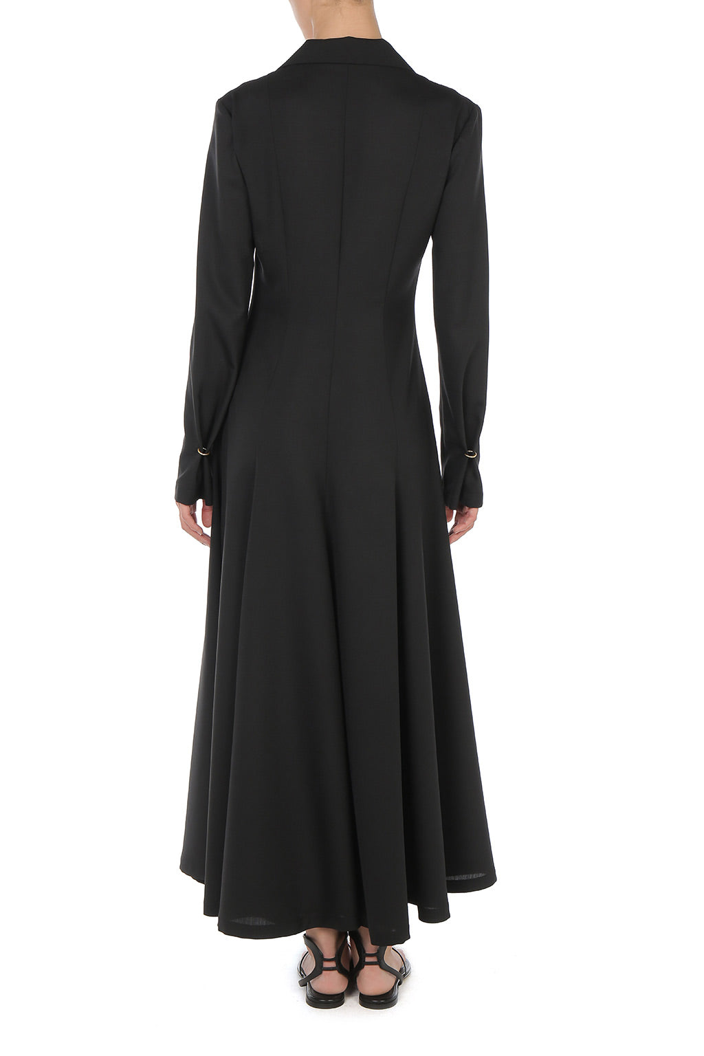 Robe longue en laine avec piercings  - Black