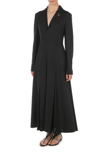 Robe longue en laine avec piercings  - Black