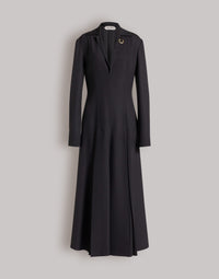 Robe longue en laine avec piercings  - Black