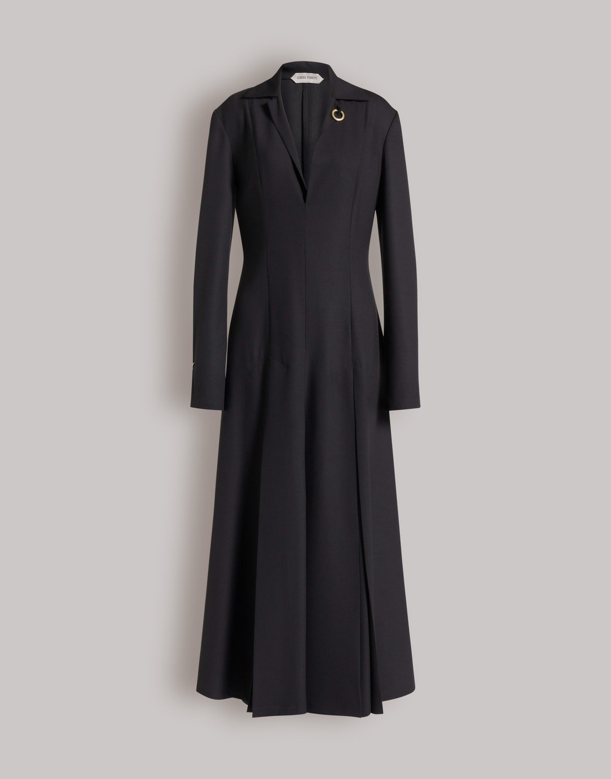 Robe longue en laine avec piercings  - Black
