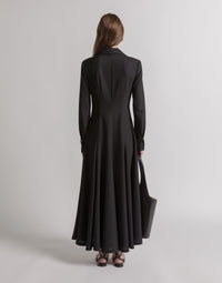 Robe longue en laine avec piercings  - Black