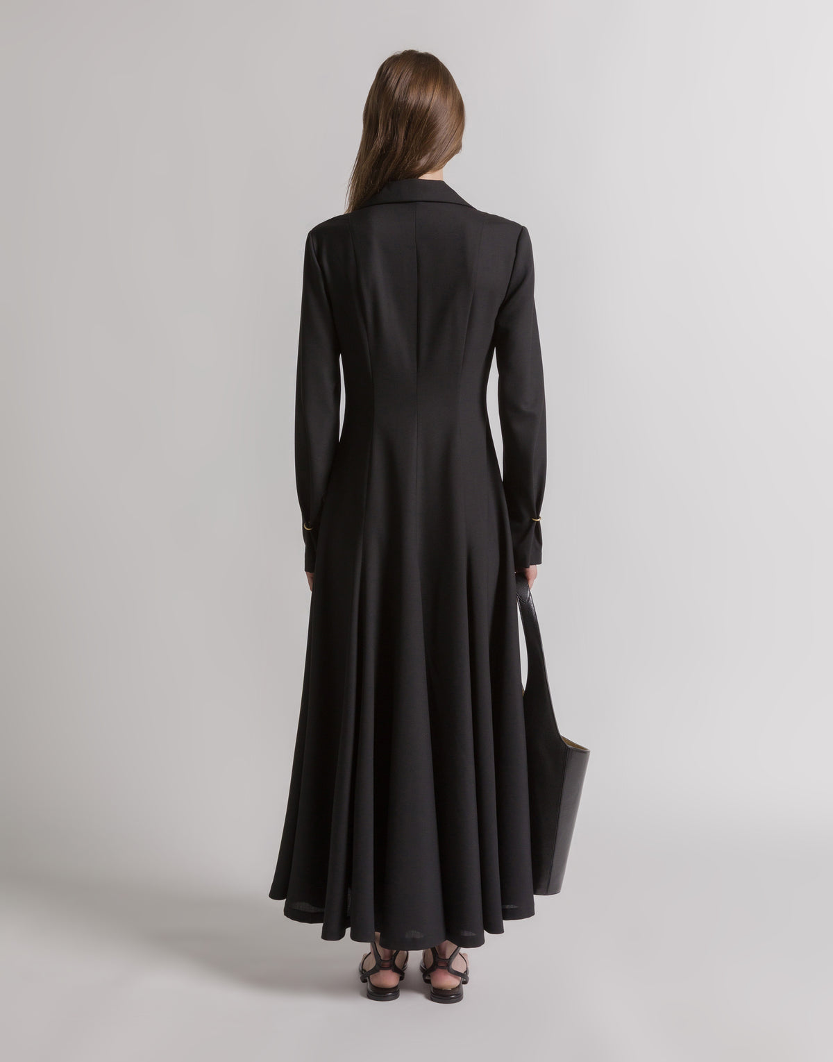Robe longue en laine avec piercings  - Black
