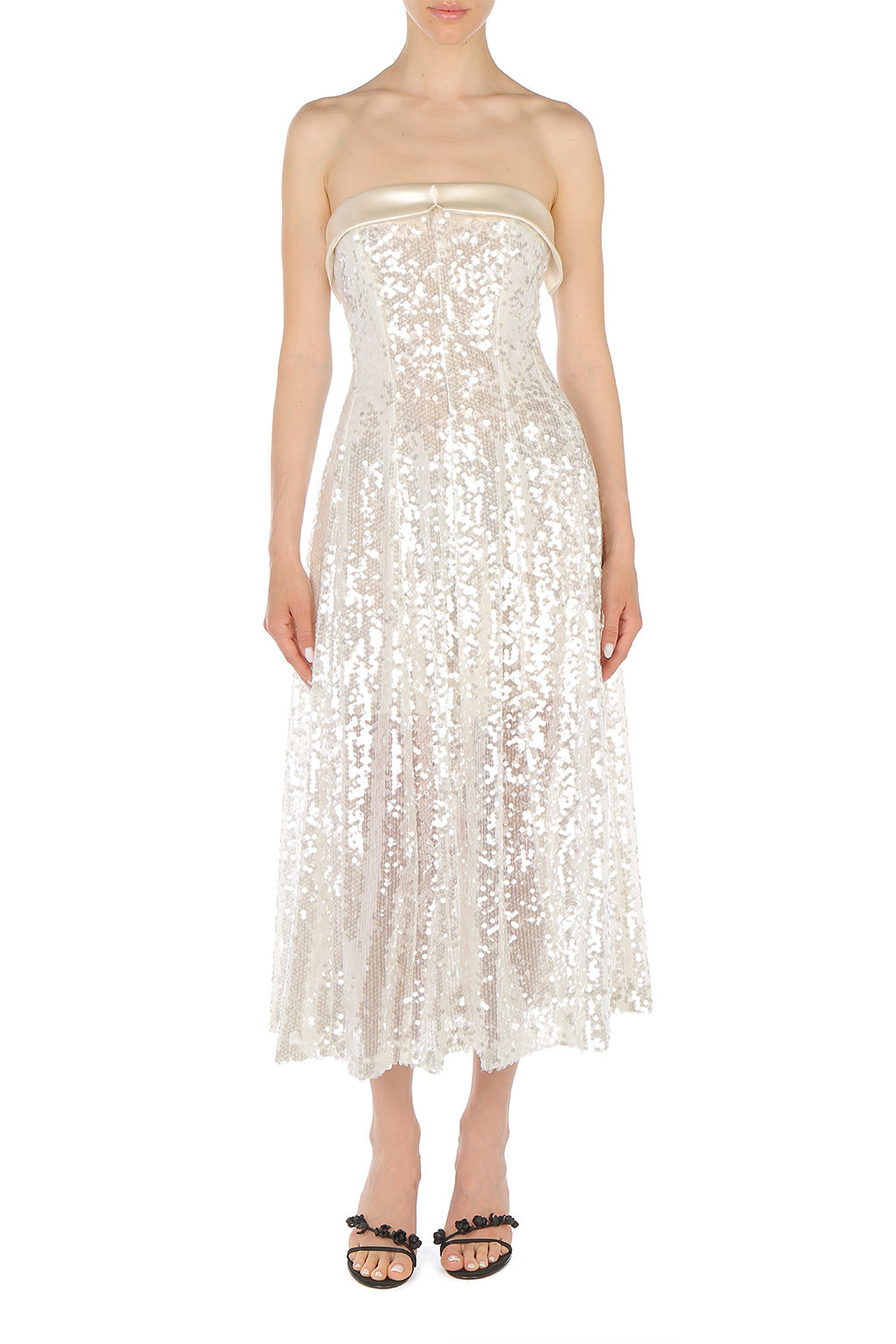 Robe bustier pailletée - Ivory