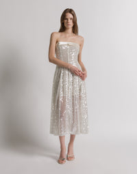 Robe bustier pailletée - Ivory