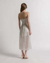 Robe bustier pailletée - Ivory