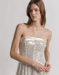 Robe bustier pailletée - Ivory