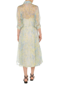 Robe chemise en mousseline à imprimé floral - Yellow