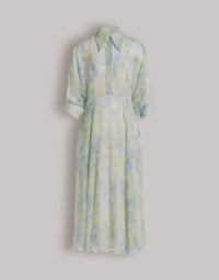 Robe chemise en mousseline à imprimé floral - Yellow