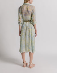 Robe chemise en mousseline à imprimé floral - Yellow