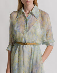 Robe chemise en mousseline à imprimé floral - Yellow