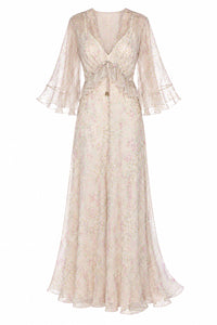 Robe Longue Transparente Imprimée - Pink