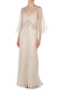 Robe Longue Transparente Imprimée - Pink