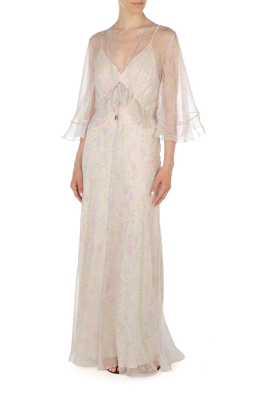 Robe Longue Transparente Imprimée - Pink