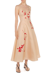 Robe Midi Brodée - Red
