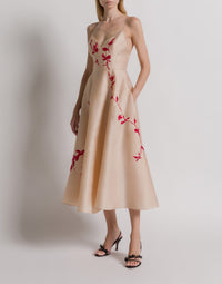 Robe Midi Brodée - Red