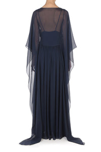 Robe du soir en crêponne de soie - Blue