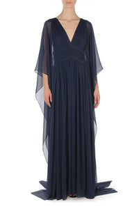 Robe du soir en crêponne de soie - Blue
