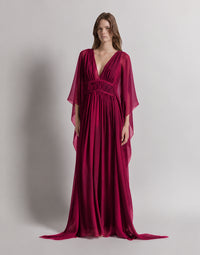 Robe du soir en crêponne de soie - Purple