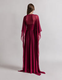 Robe du soir en crêponne de soie - Purple
