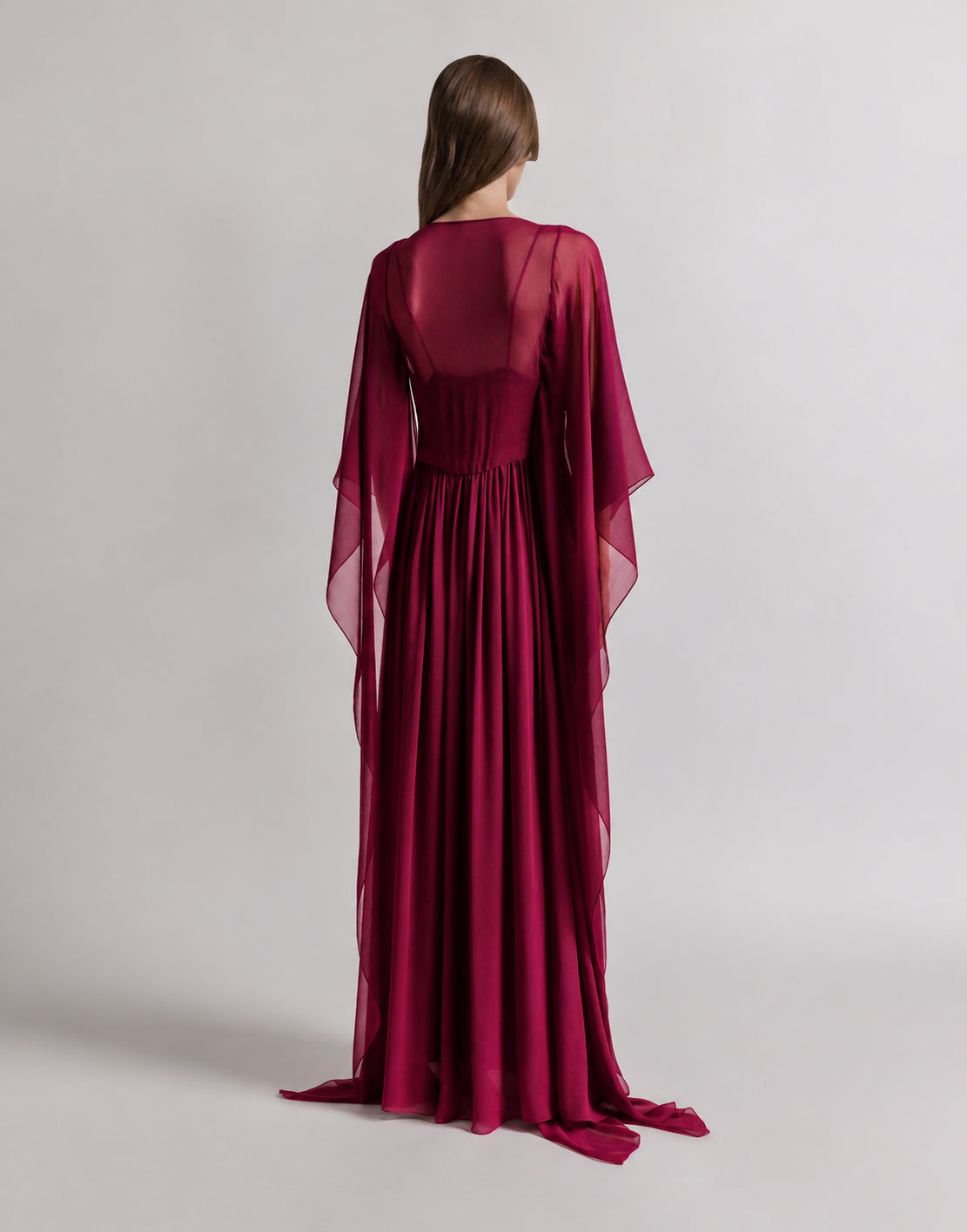 Robe du soir en crêponne de soie - Purple