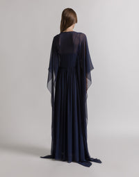Robe du soir en crêponne de soie - Blue